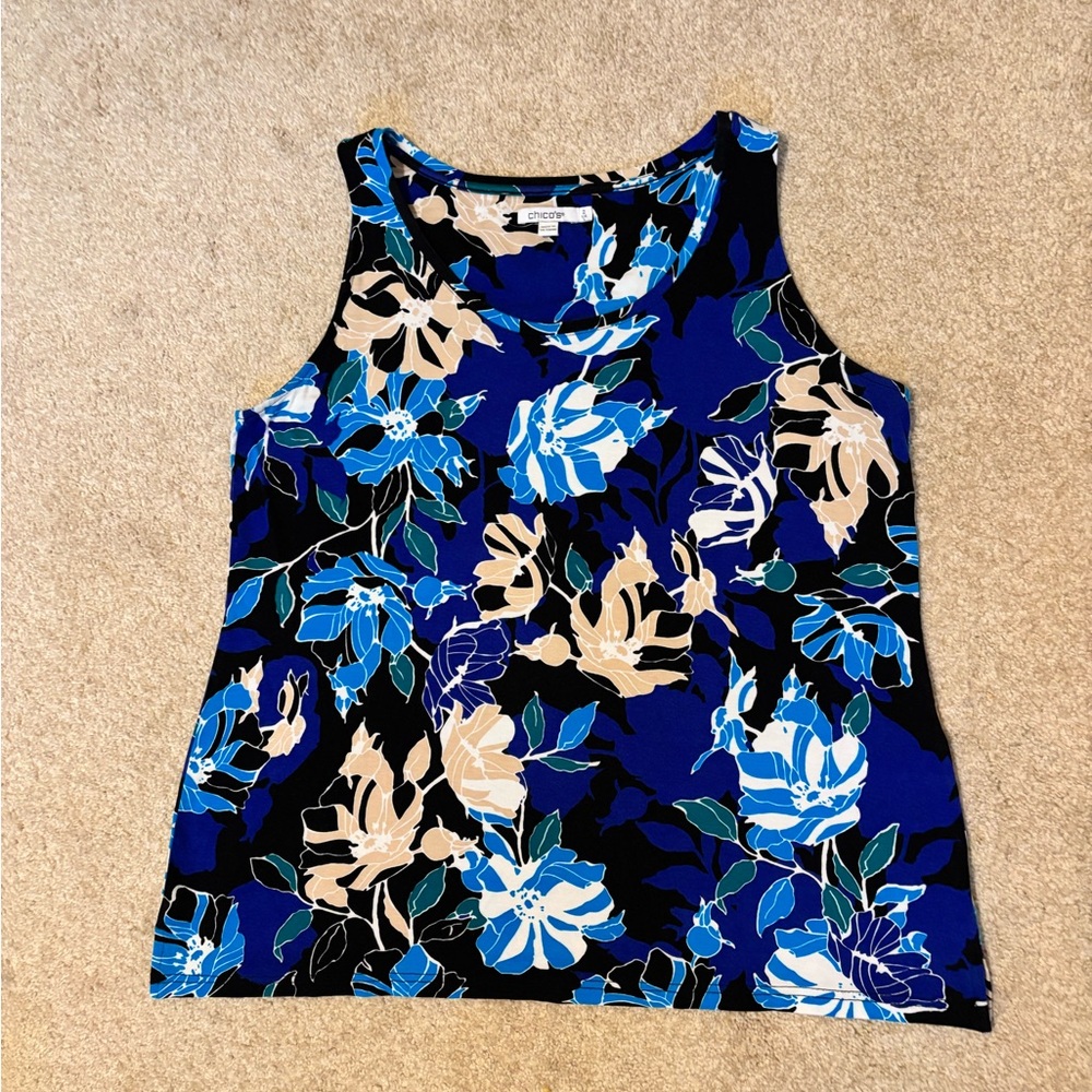 Chico’s Floral Sleeveless Top. Size large.